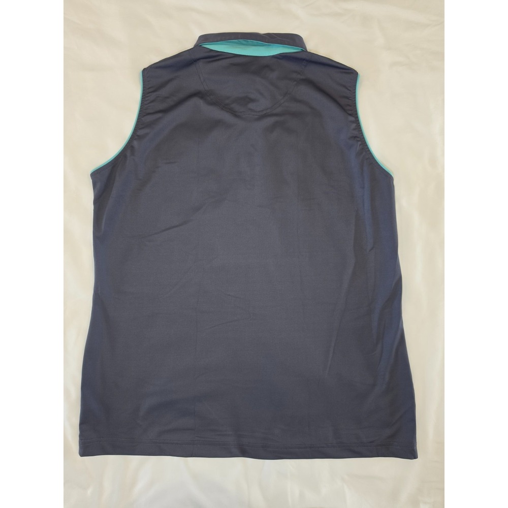 Sport Haley Women's L Sleeveless Collared Golf Polo Gray Aqua Tennis Made Korea - Picture 5 of 5